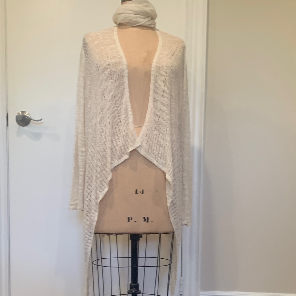 Guess Cream Open-Front lightweight Cardigan